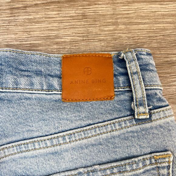 Anine Bing High Waisted Light-Wash Denim Straight Leg Jeans (Sz 27) - Picture 10 of 12